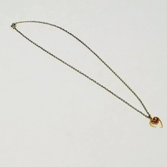 Heart Flower Chain Link Necklace 16" - Picture 1 of 4